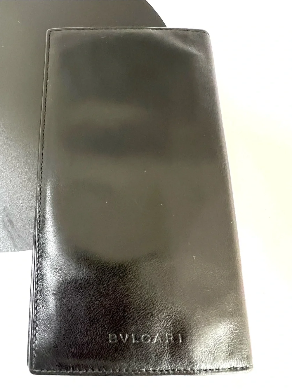 BVLGARI Black Leather Long Bifold Wallet Made in Italy Vintage